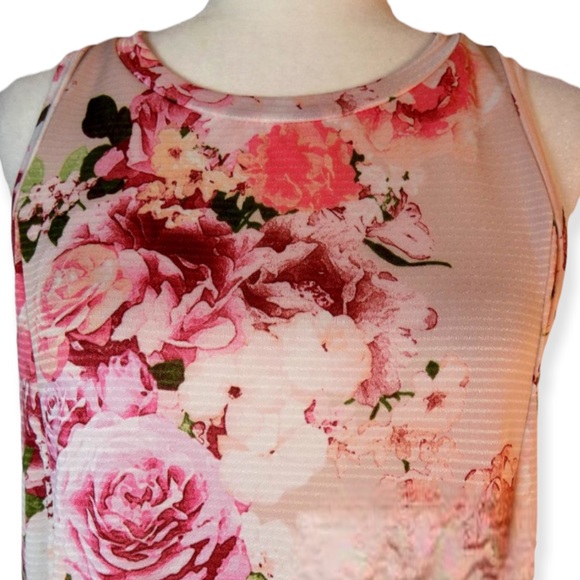 NWT Sun & Moon Pink Floral Mini Pullover Sleeveless Dress Pockets Size Medium - Picture 4 of 7